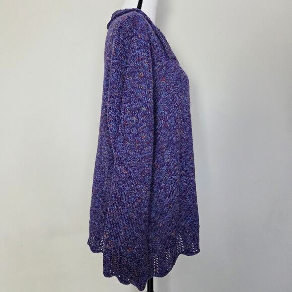 NWT CJ Banks 2X Cardigan Sweater Button Scalloped Long Sleeve Collar Purple - Picture 6 of 16